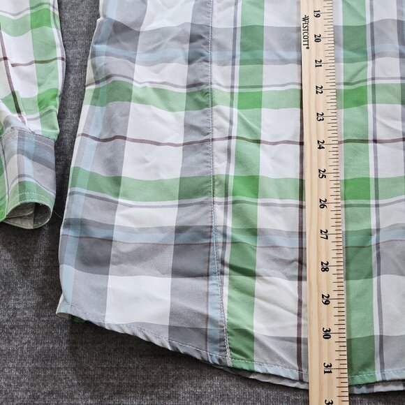 Columbia Shirt Men L Plaid LS Roll Up Tab Pockets Outdoor Sun Protect Vents Mesh - Picture 9 of 16